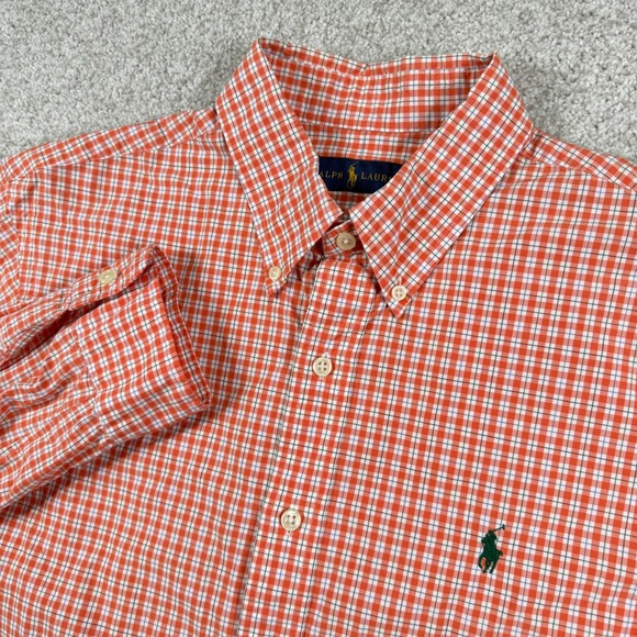 Polo Ralph Lauren Other - Polo Ralph Lauren Button Down Shirt Mens L Orange Check Long Sleeve Pony Logo